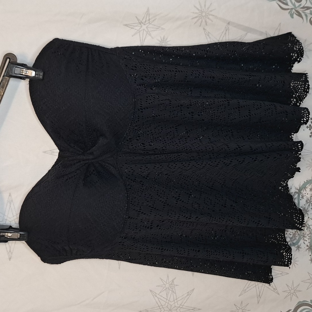Kona Sol  Black Lace Strapless Tankini Top Size L